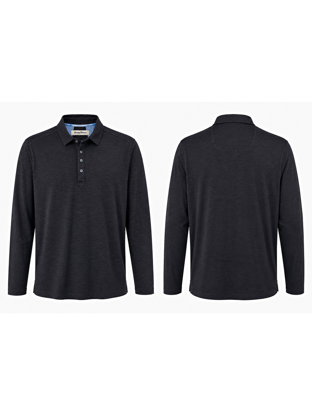 Tommy Bahama Black Long Sleeve Polo Shirt Mens XL Regular Knit Cotton Logo